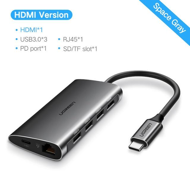 Ugreen USB HUB USB C to HDMI RJ45 Thunderbolt 3 Adapter